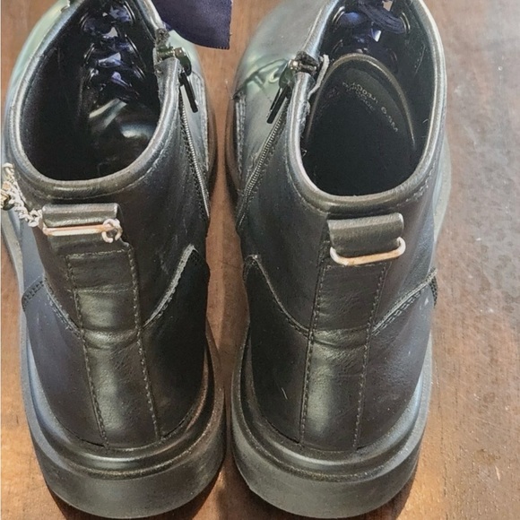 Black Leather Ankle Boots with Blue Laces - Picture 4 of 8